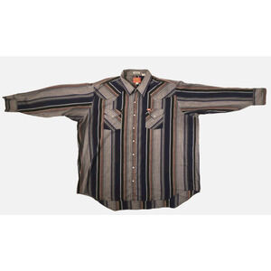 ELY Plains Big Man LS Multicolored Striped Shirt Size 20x35x36 Pearl Snaps